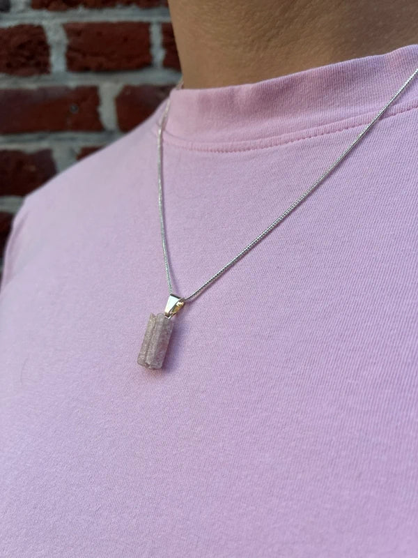 Collier en Tourmaline Rose Brute