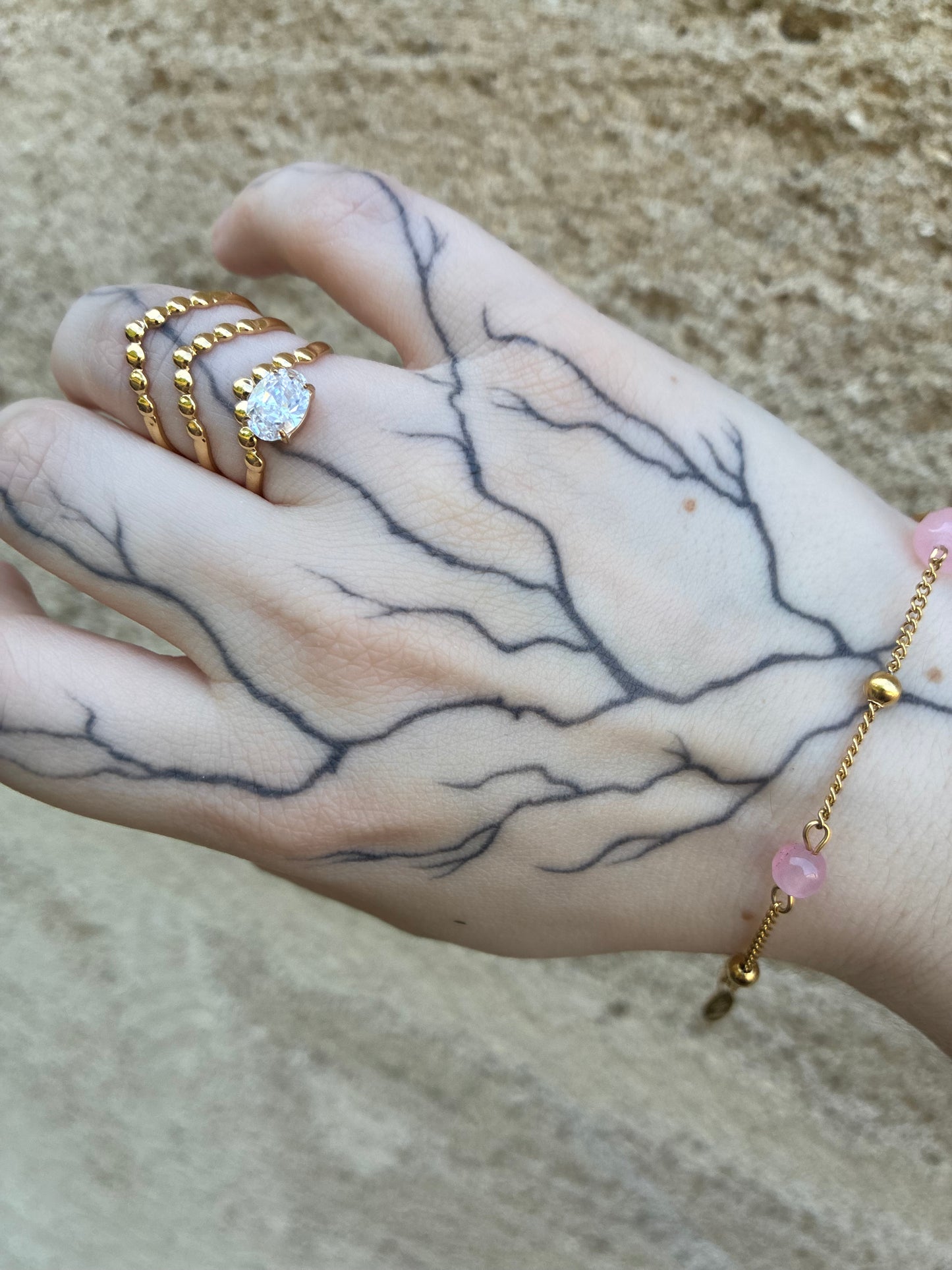 ✨ Bague Triple Rangée Ajourée – Acier Inoxydable