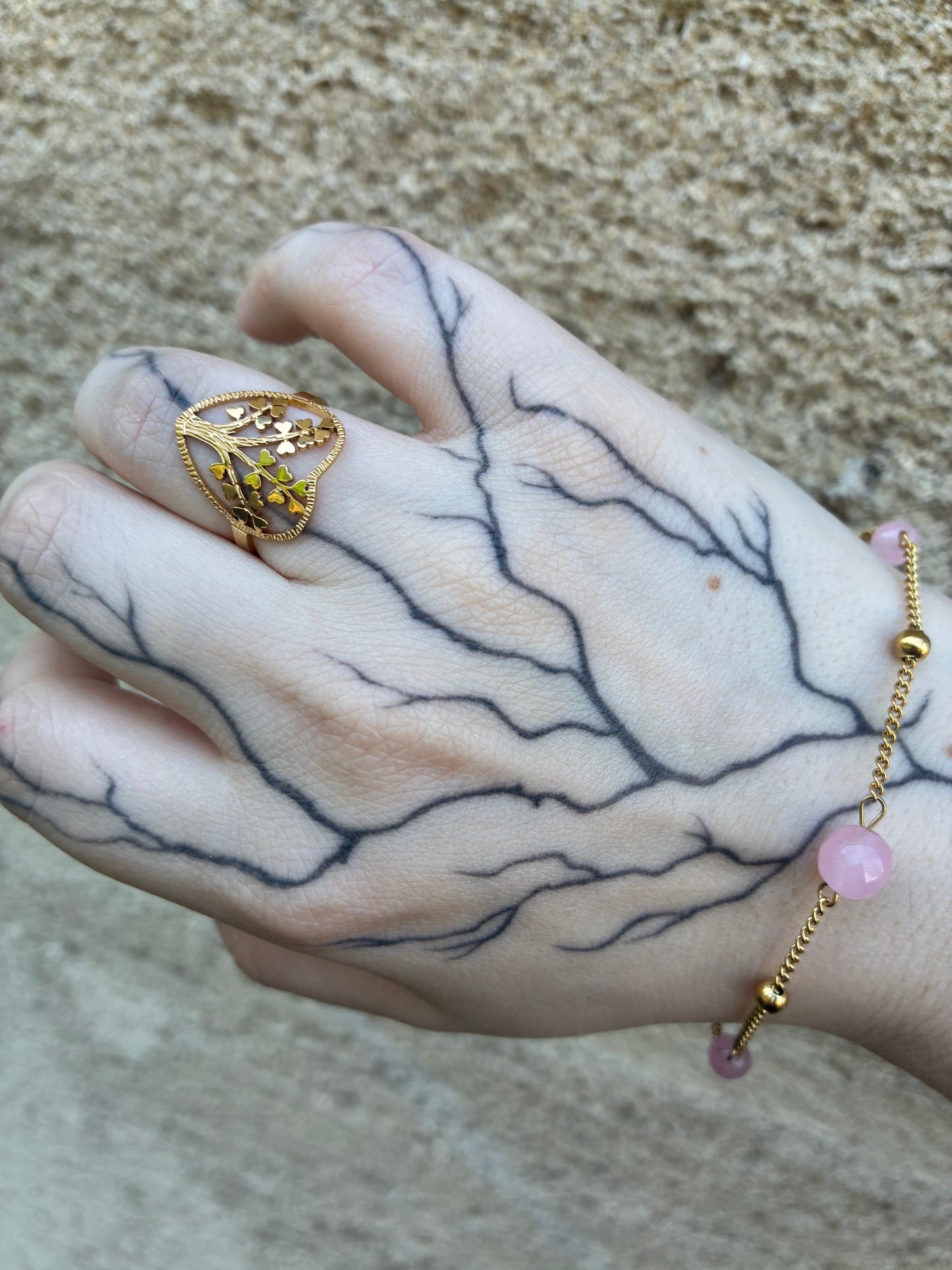 🌳 Bague Cœur Arbre de Vie – Acier Inoxydable