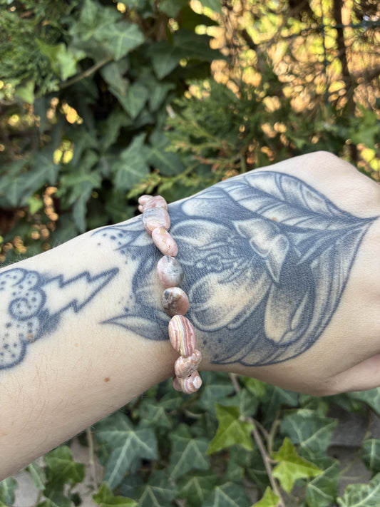 🌸 Bracelet Galets de Rhodonite naturelle