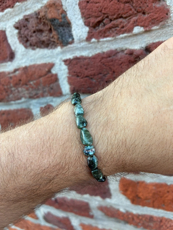✨ Bracelet en galets de Séraphinite naturelle – Unisexe ✨