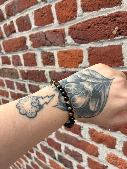 Bracelet en Œil Mix – Perles 6 mm (Œil de Tigre • Œil de Taureau • Œil de Faucon)