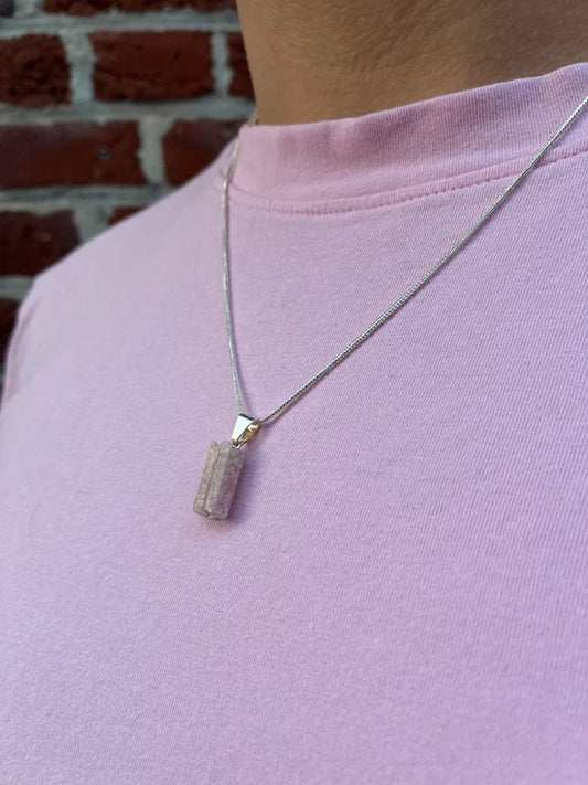 Collier en Tourmaline Rose Brute