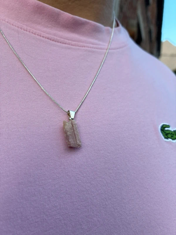 Collier en Tourmaline Rose Brute