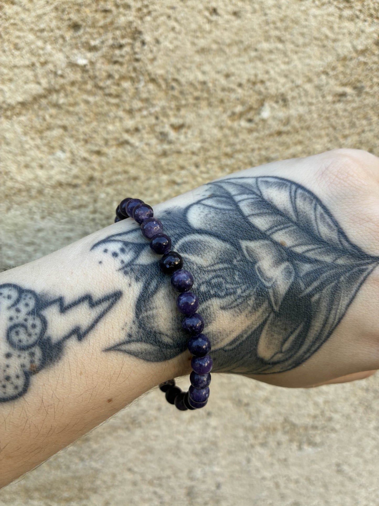 🌸 Bracelet en lépidolite – perles 6 mm 🌸