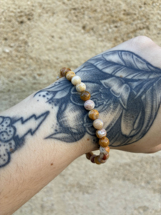🌀 Bracelet en Agate Crazy – perles 6 mm