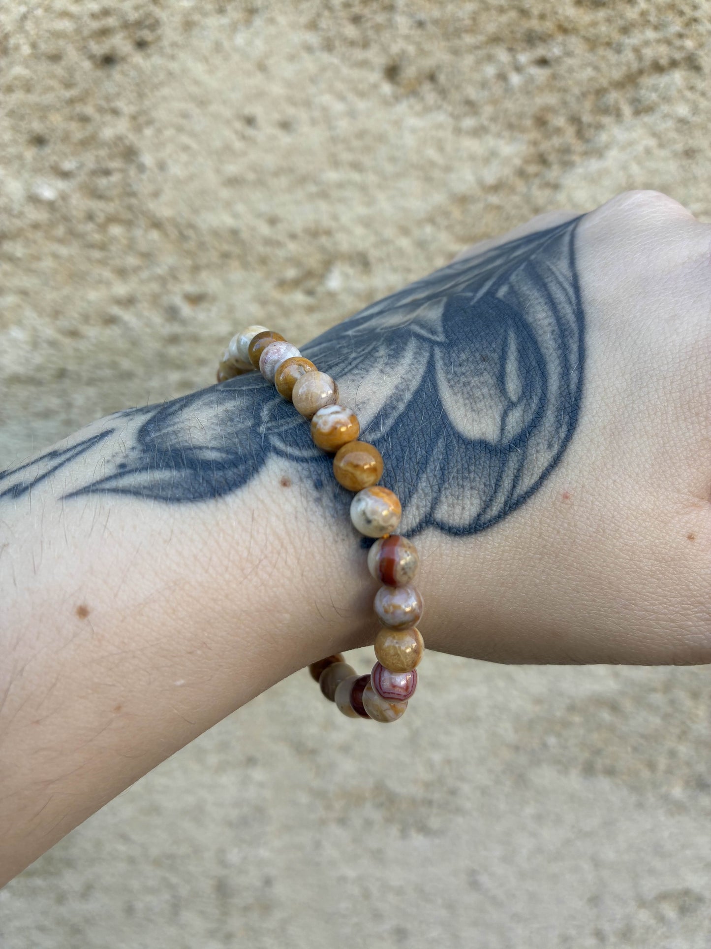 🌀 Bracelet en Agate Crazy – perles 6 mm