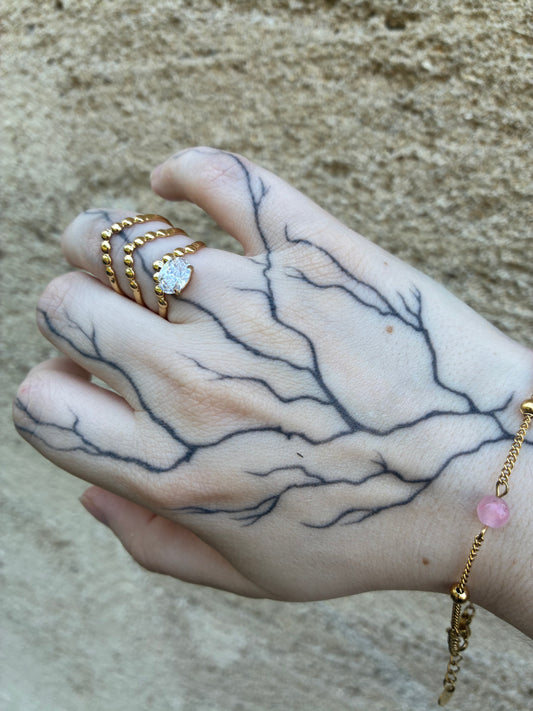 ✨ Bague Triple Rangée Ajourée – Acier Inoxydable