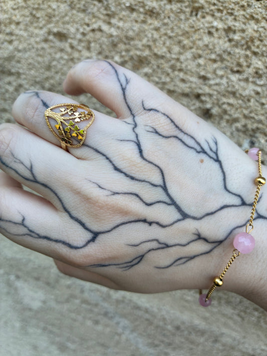 🌳 Bague Cœur Arbre de Vie – Acier Inoxydable