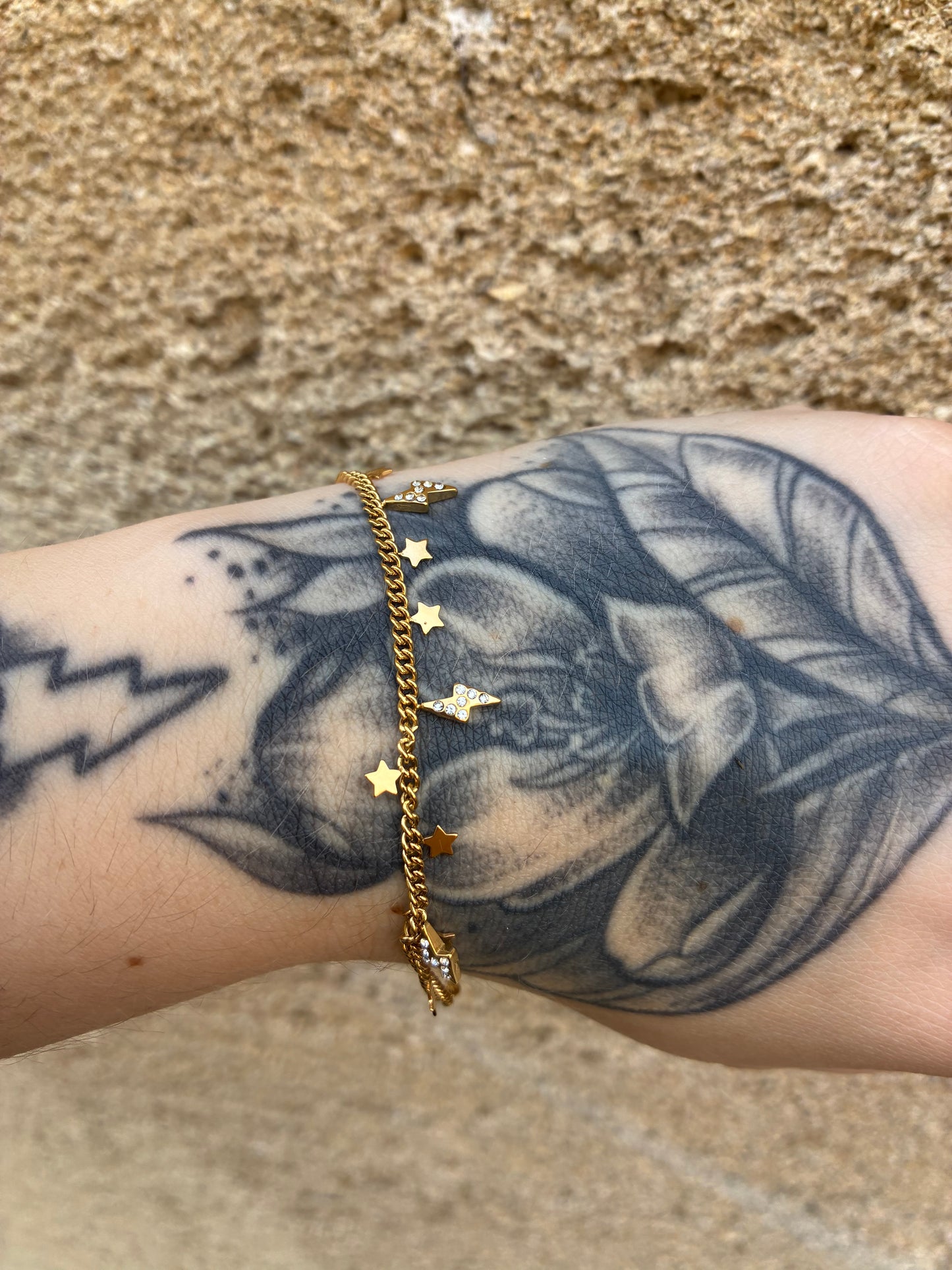 ⚡ Bracelet Chaîne Éclair &amp; Étoile – Acier Inoxydable